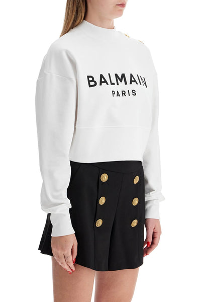 Balmain Cropped Sweatshirt With Buttons