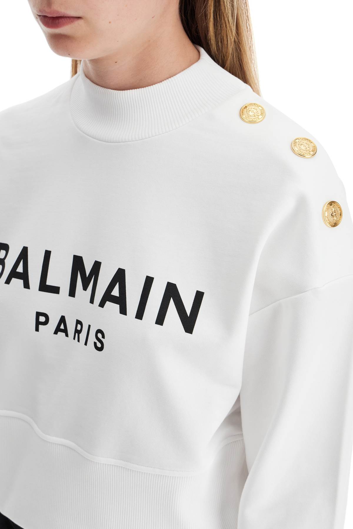 Balmain Cropped Sweatshirt With Buttons