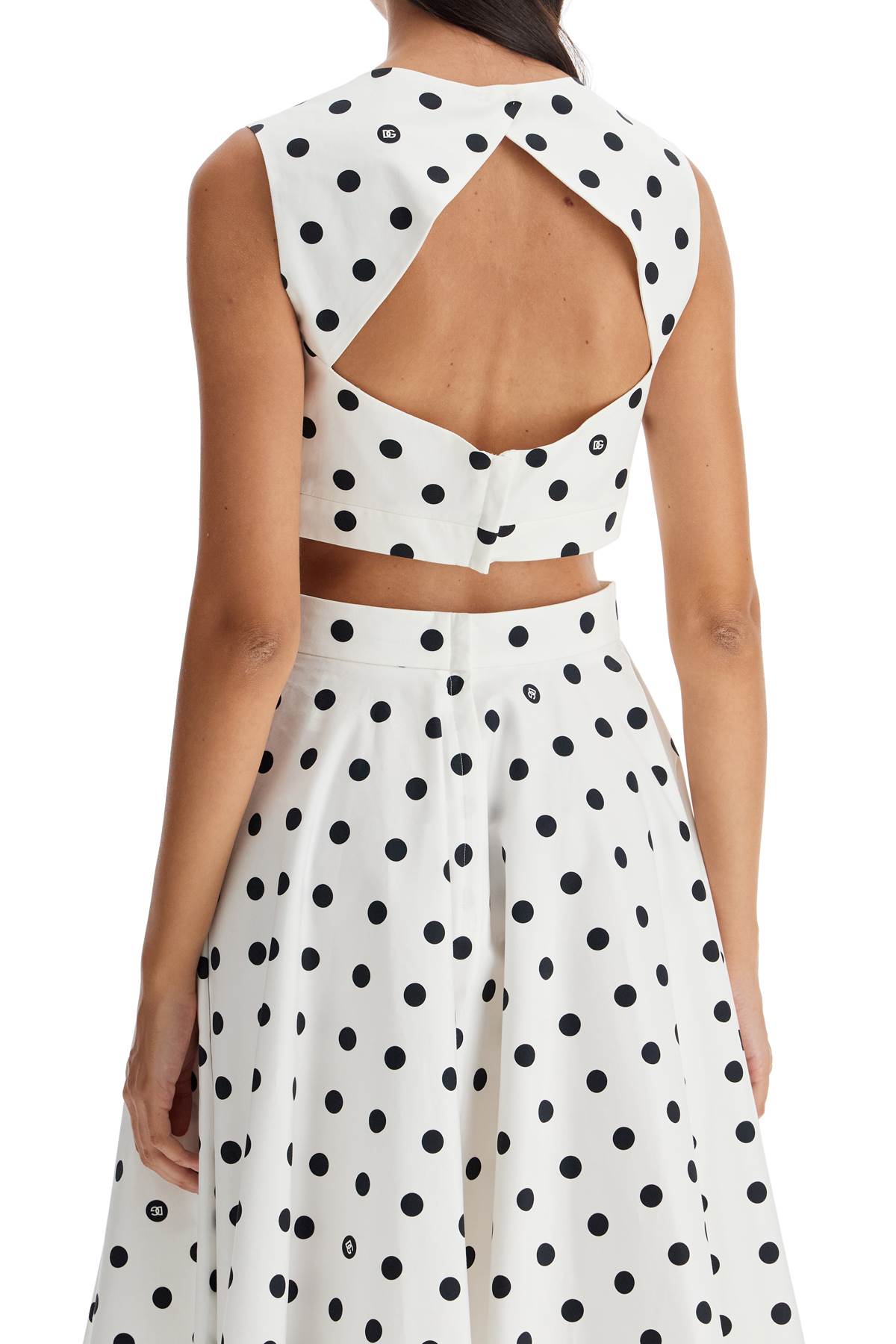 Dolce & Gabbana Polka Dot Cotton Bustier Top With