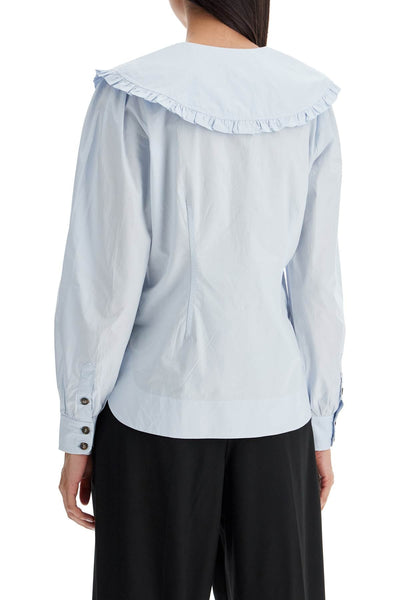 Ganni Poplin Shirt With Oversized Collar