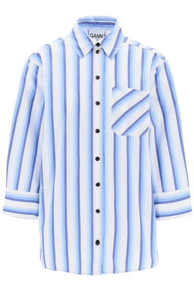 Ganni "oversized Striped Poplin Shirt