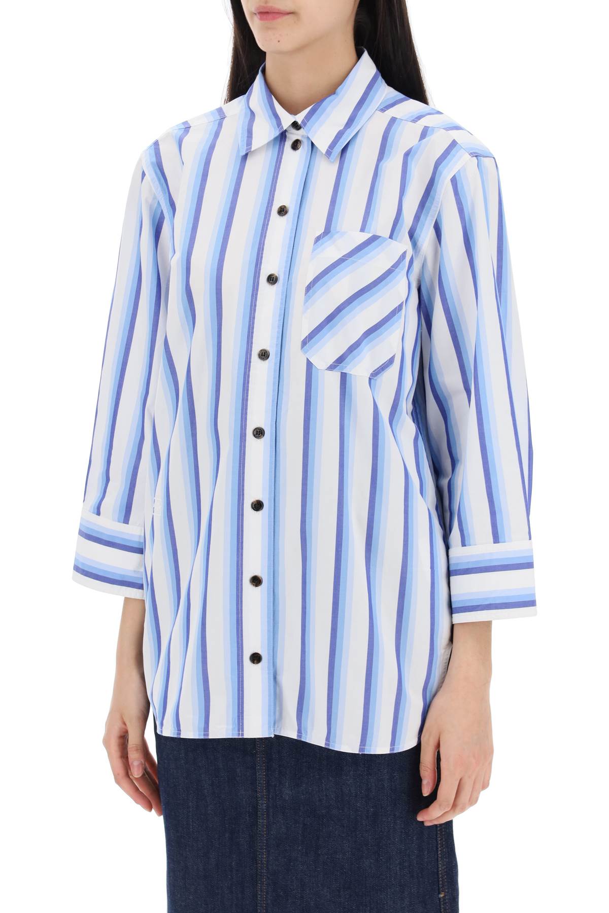 Ganni "oversized Striped Poplin Shirt