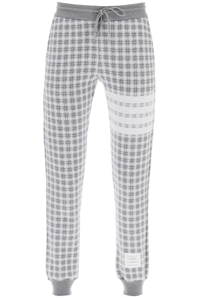 Thom Browne 4-Bar Joggers In Check Knit