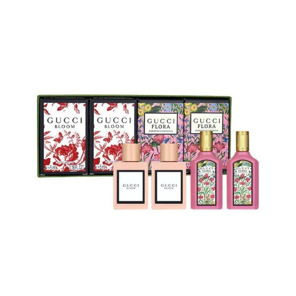 GUCCI 4 PCS MINI SET FOR WOMEN: 2 X BLOOM 0.16 EAU DE PARFUM + 2 X FLORA GORGEOUS GARDENIA 0.16 EAU DE PARFUM- 100% Authentic