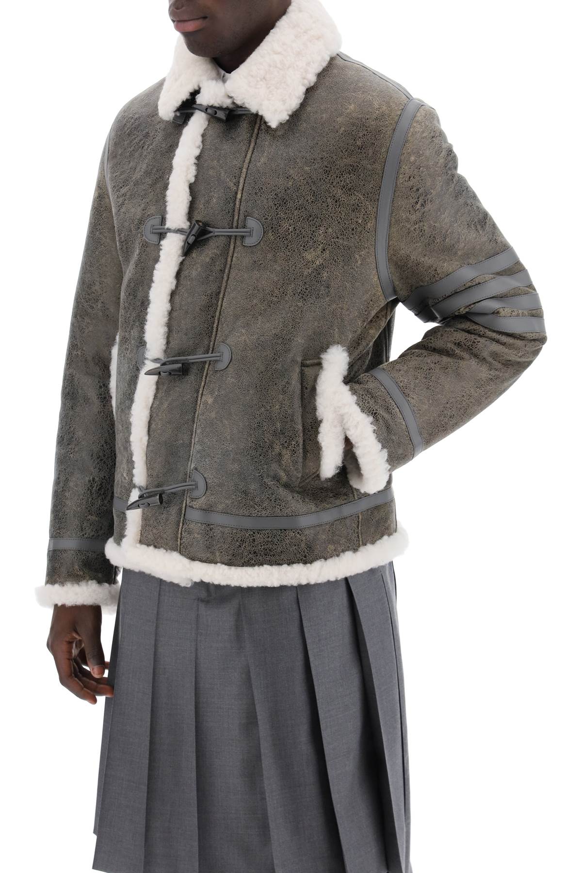 Thom Browne Shearling Cropped Montgomery Jacket