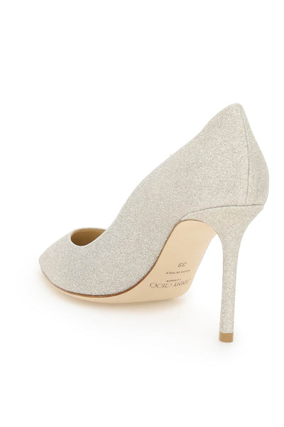 Jimmy Choo Romy 85 Dusty Glitter Pumps