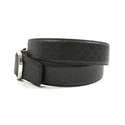 Gucci Microguccissima Black Calf Leather Silver Buckle Belt Size 95/38 - LUXURYMRKT