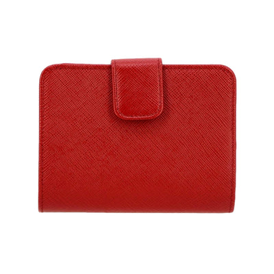 Prada Saffiano Rosso Red Snap Bifold Wallet - LUXURYMRKT