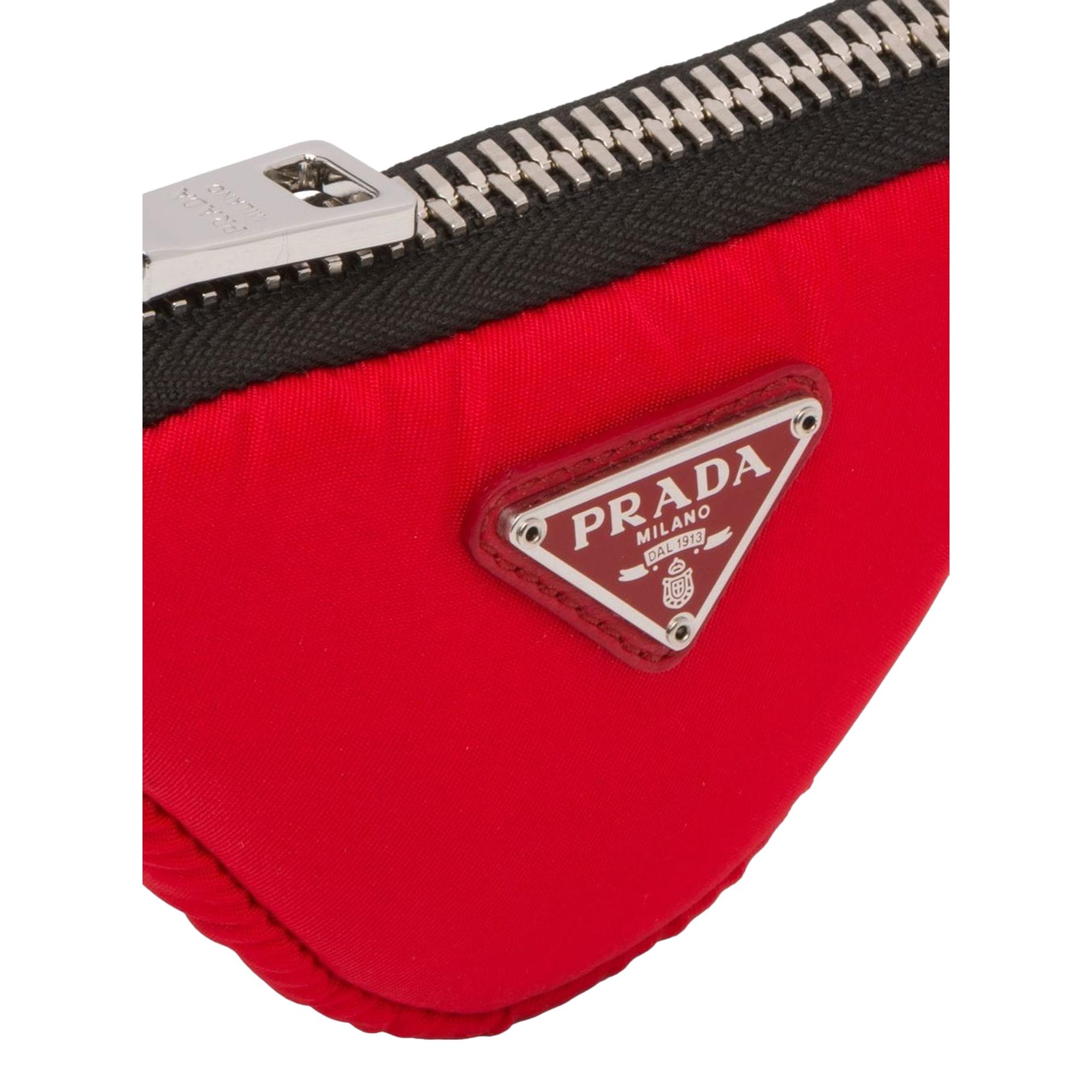 Prada Tessuto Red Nylon Cargo Mini Triangle Pouch on Lanyard Neck Bag - LUXURYMRKT