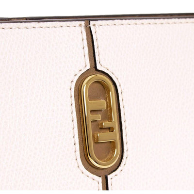 Fendi O'Lock Rose Pink and Tortora Gray Calf Leather Snap Continental Wallet - LUXURYMRKT