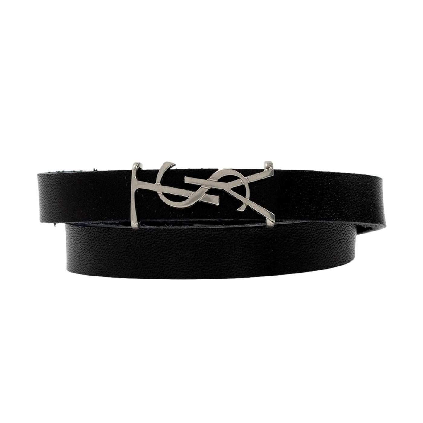 Saint Laurent Monogram Black Leather Bracelet - LUXURYMRKT