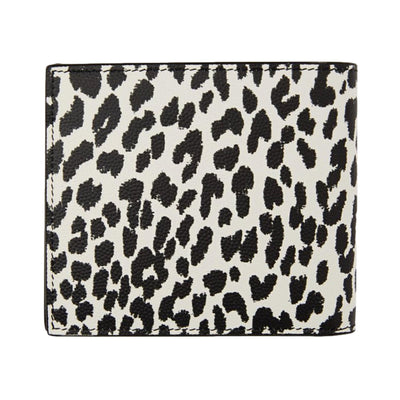 Saint Laurent BabyCat Leopard Print Black and White Leather Bifold Wallet 396307 - LUXURYMRKT