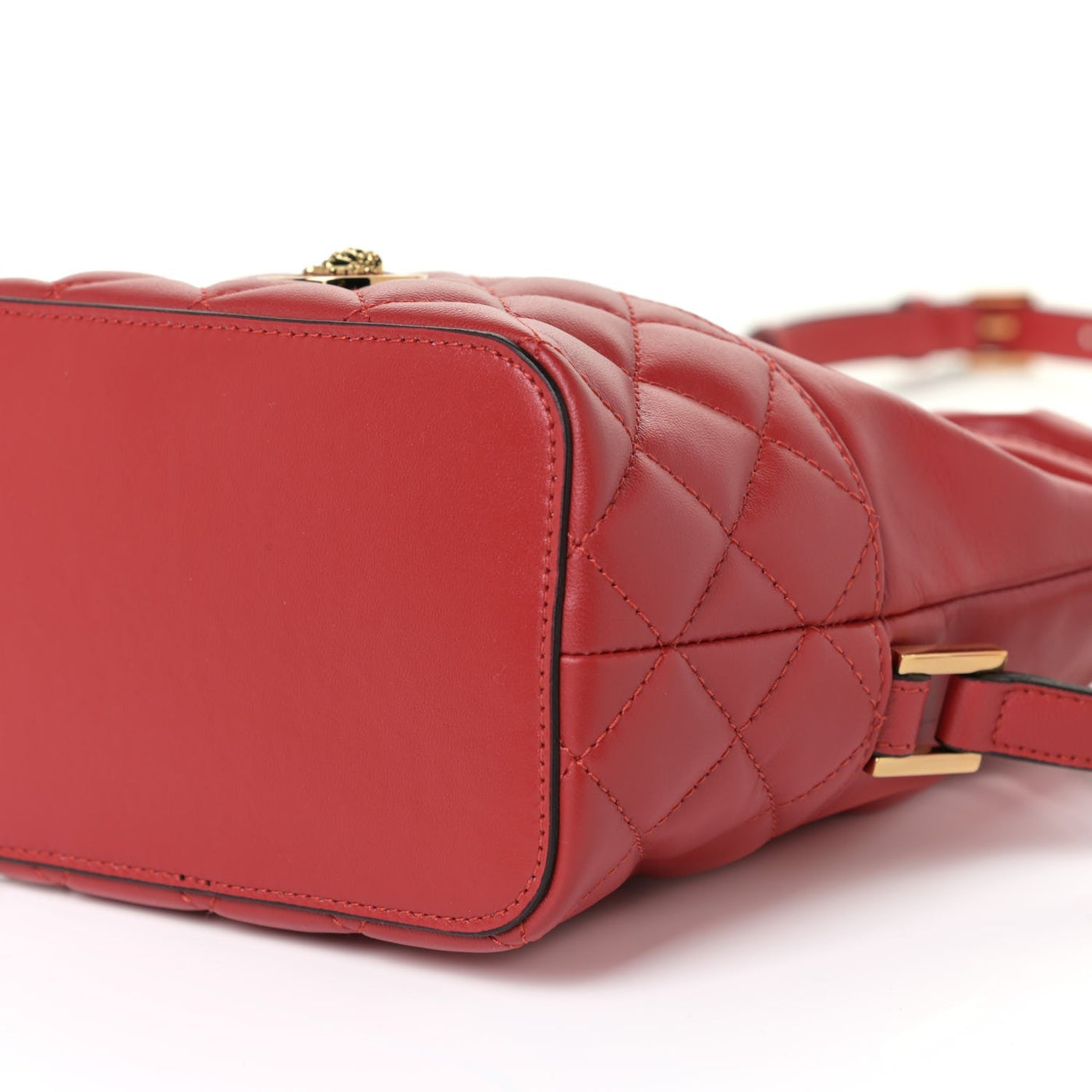 Versace Red Leather Medusa Quilted Drawstring Bucket Bag DBFI173S - LUXURYMRKT