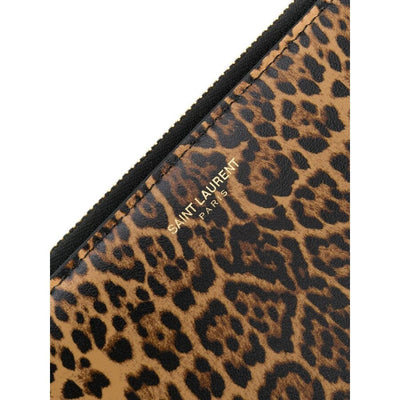 Saint Laurent Leopard Printed Calfskin Leather Large Pouch 635099 - LUXURYMRKT