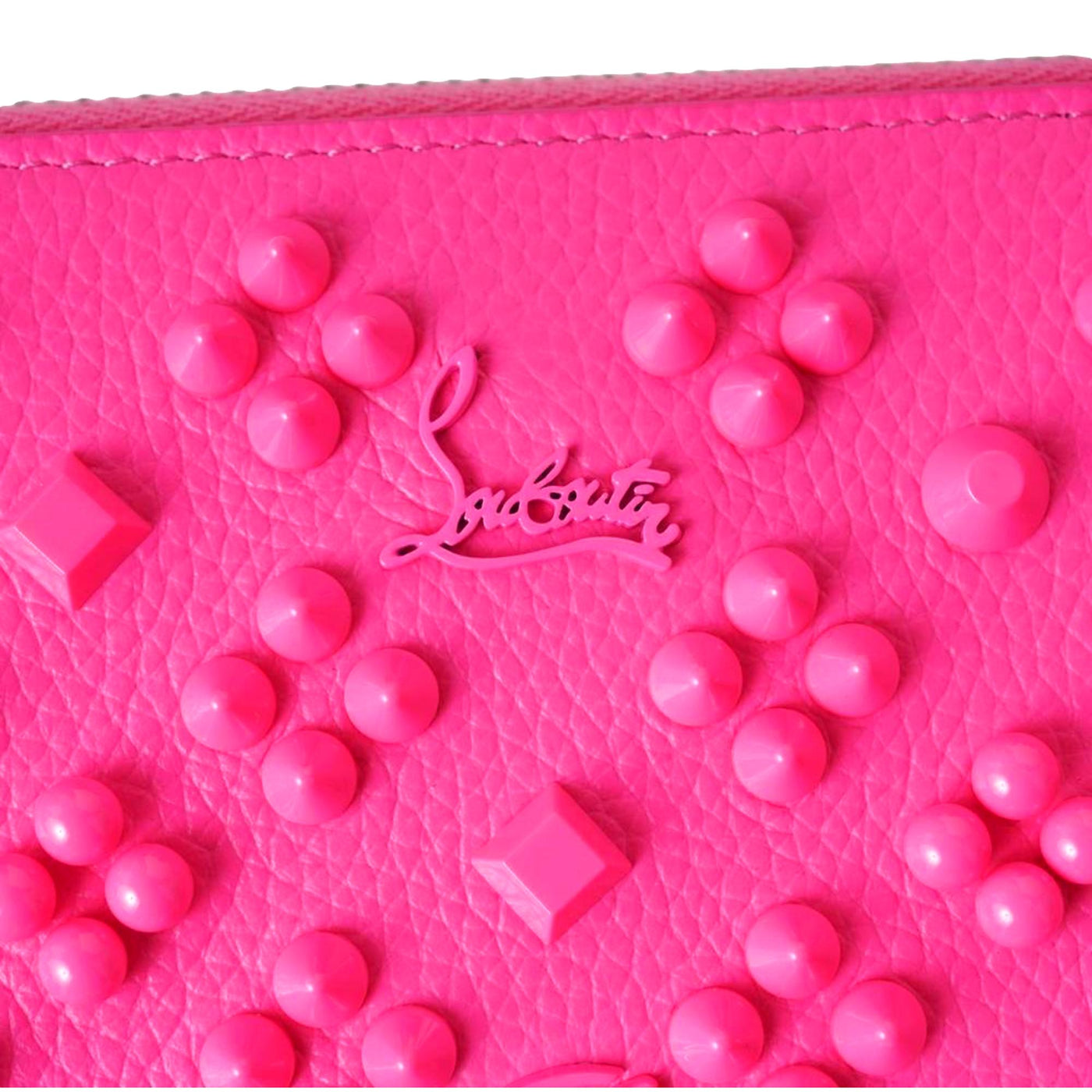 Christian Louboutin Panettone Studded Pink Leather Zip Around Wallet 3175224 - LUXURYMRKT