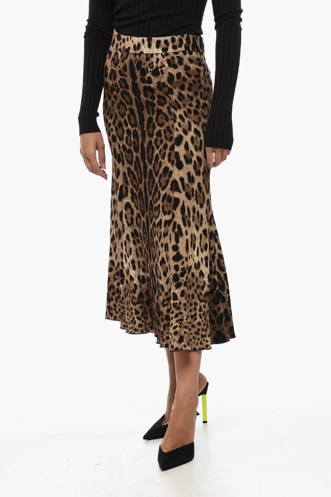 Dolce & Gabbana Animal Patterned Flared Midi Skirt