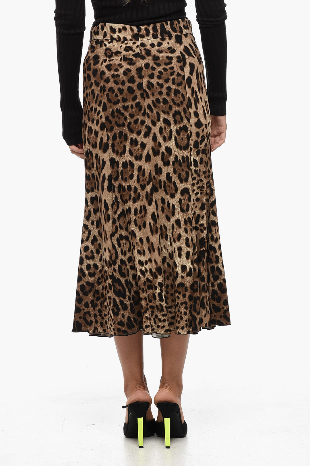 Dolce & Gabbana Animal Patterned Flared Midi Skirt