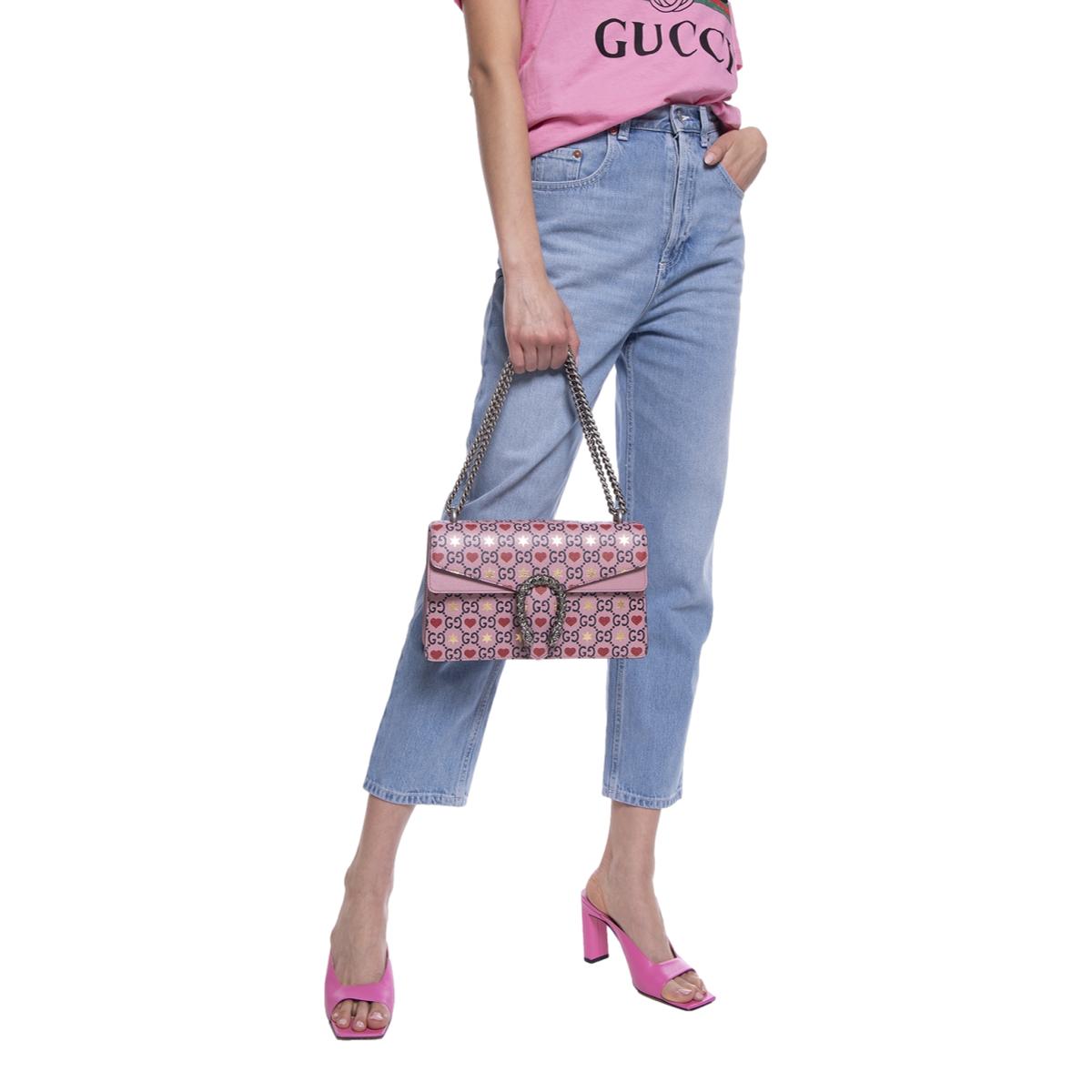 Gucci Dionysus Valentine Pink Hearts Calfskin Shoulder Bag 400249 - LUXURYMRKT