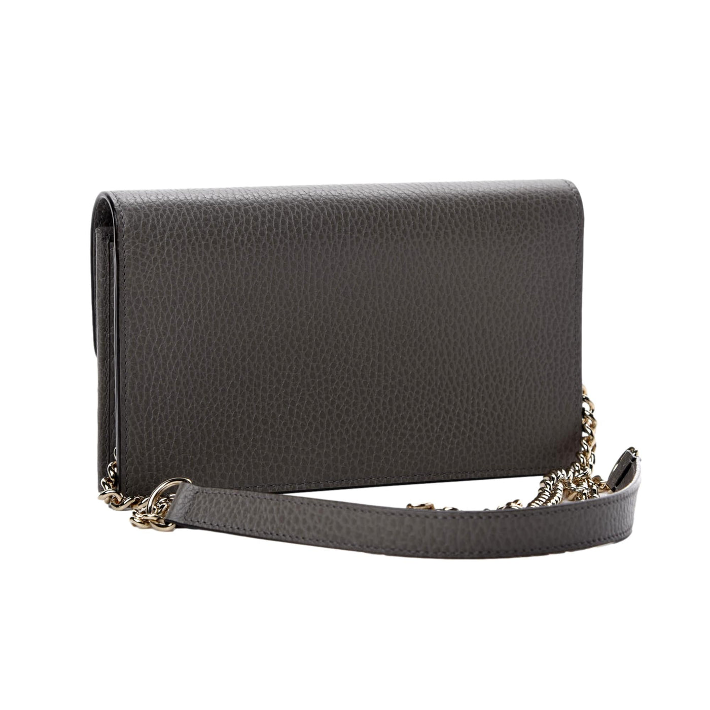 Gucci Marmont Gray Dollar Calfskin Leather Interlocking G Crossbody Clutch Bag - LUXURYMRKT