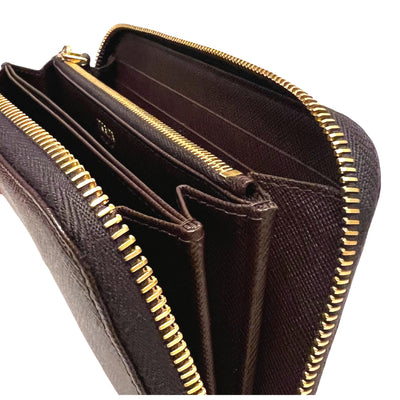 Prada Bruciato Brown Saffiano Leather Zip Around Continental Wallet - LUXURYMRKT