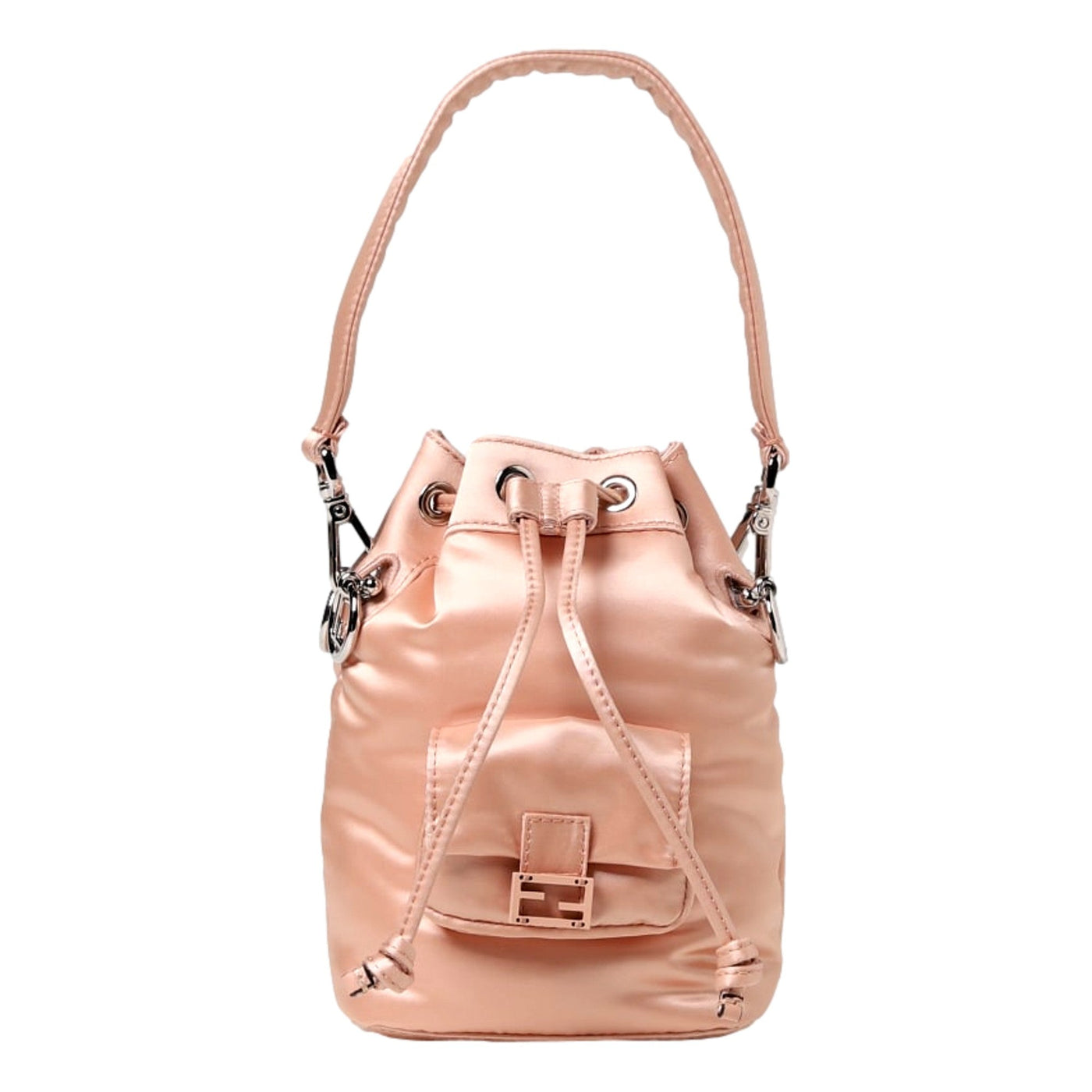 Fendi Mon Tresor Baguette Baby Pink Nylon Bucket Mini Crossbody Bag - LUXURYMRKT