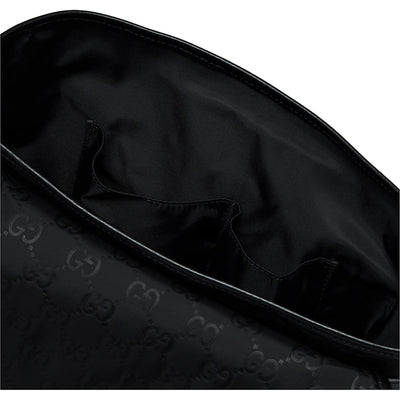 Gucci GG Logo Black Nylon Small Messenger Bag - LUXURYMRKT