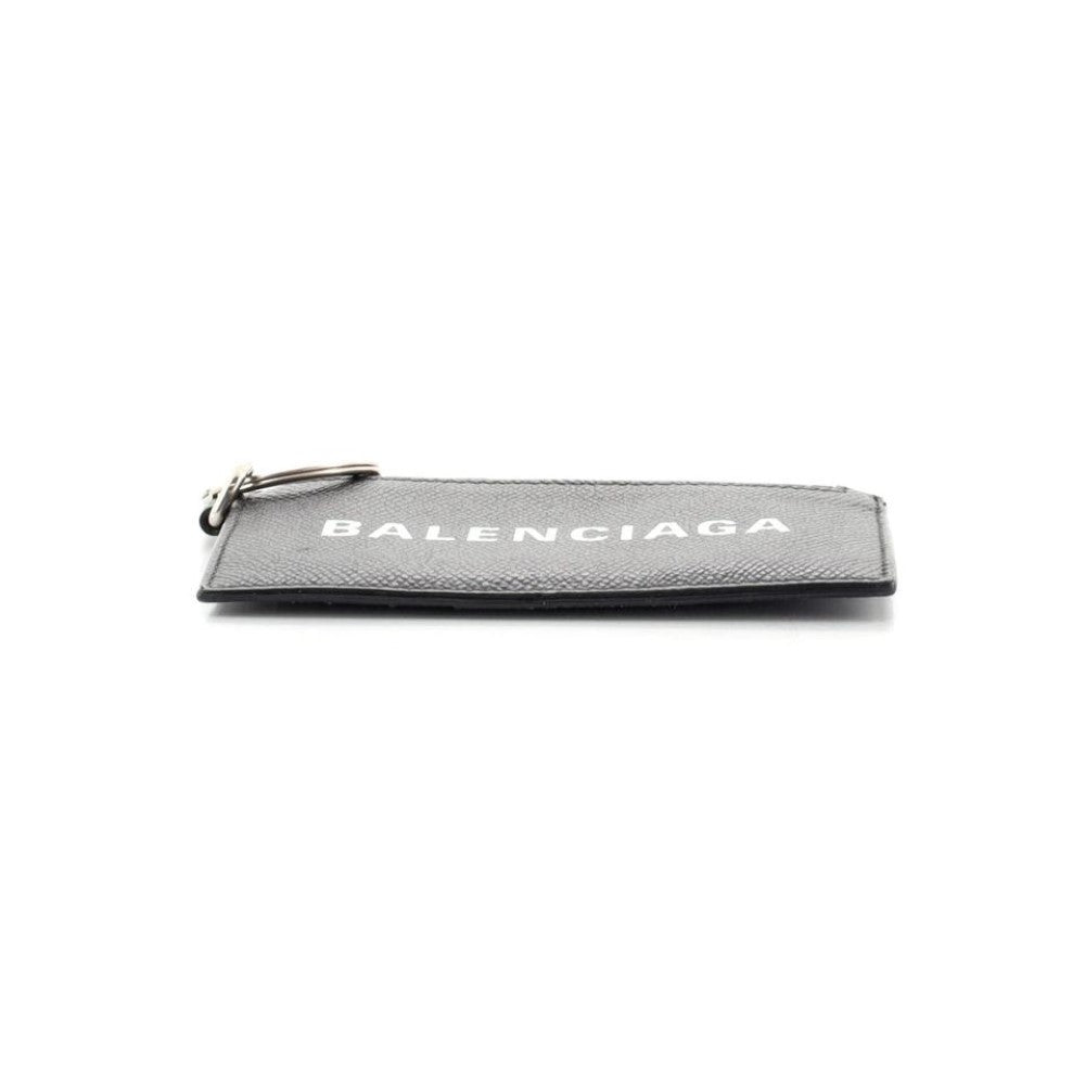 Balenciaga Cash Black Leather Lanyard Card Holder Wallet - LUXURYMRKT