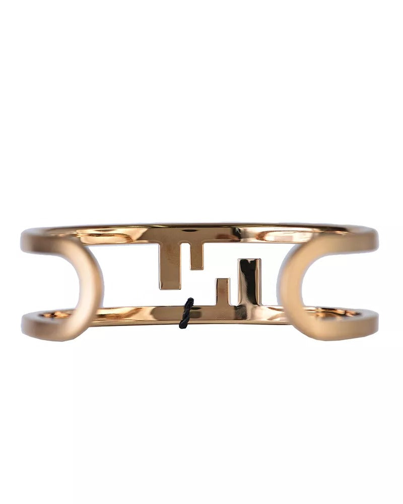 Fendi O'Lock Women's Gold Finish Metal Medium Cuff Bracelet - LUXURYMRKT