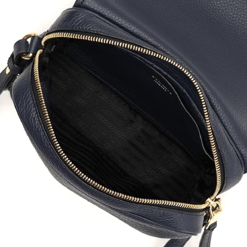 Prada Vitello Phenix Baltico Blue Leather Flap Medium Crossbody Bag - LUXURYMRKT