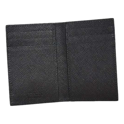 Prada Mens Saffiano Leather Vertical Card Black Holder - LUXURYMRKT