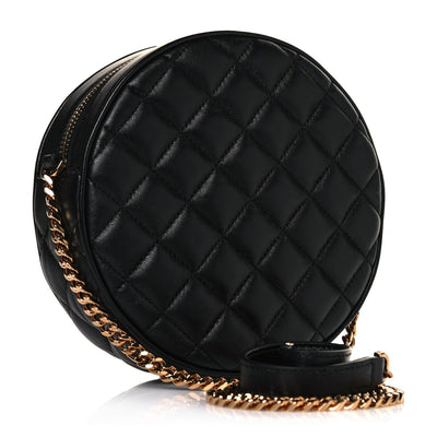 Versace La Medusa Round Quilted Leather Black Shoulder Bag 1002866 - LUXURYMRKT
