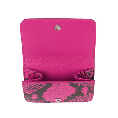 Balenciaga Fuschia Pink Python Printed Calf Leather Mini Wallet - LUXURYMRKT