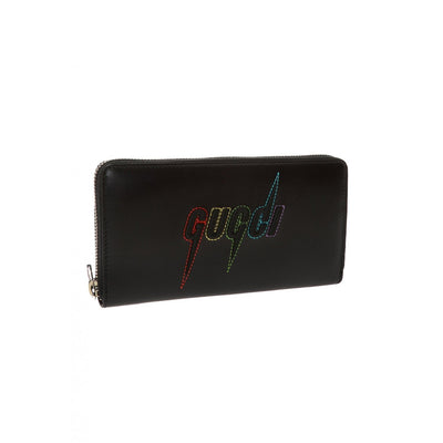 Gucci Black Leather Rainbow Blade Lightning Logo Long Wallet 597677 - LUXURYMRKT