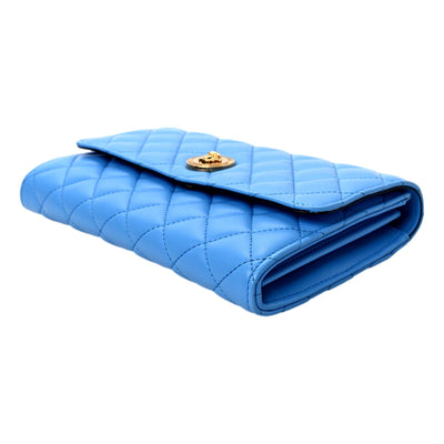 Versace La Medusa Blue Quilted Lamb Leather Crossbody Clutch Bag - LUXURYMRKT