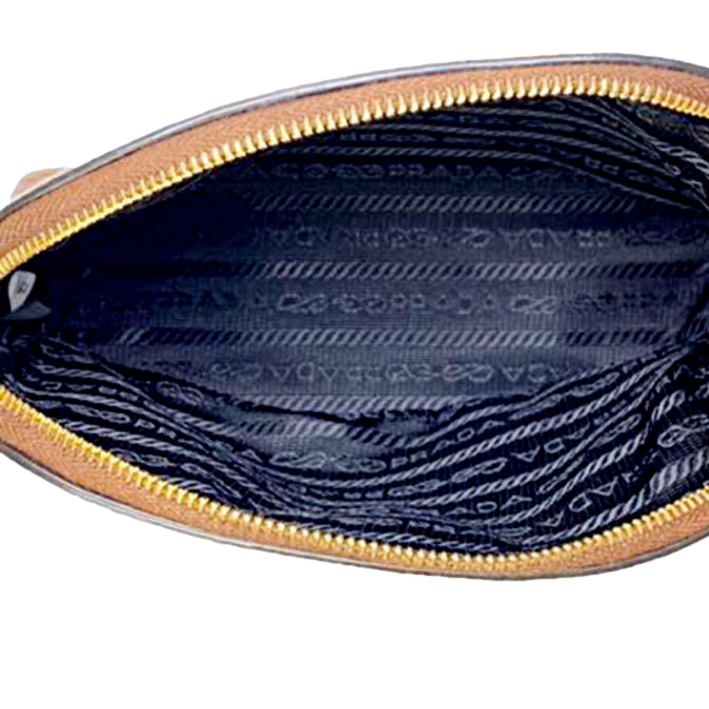 Prada Vitello Daino Cannella Brown Leather Small Cosmetic Case Bag - LUXURYMRKT