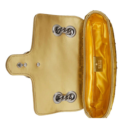 Gucci Flap Marmont GG Matelasse Gold Sequin Shoulder Bag 446744 - LUXURYMRKT