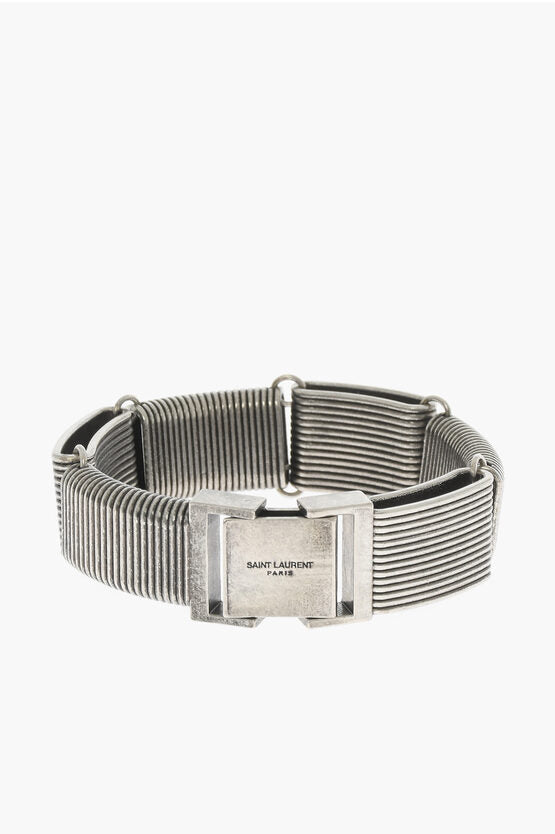 Saint Laurent Brass Silver-Effect Bracelet