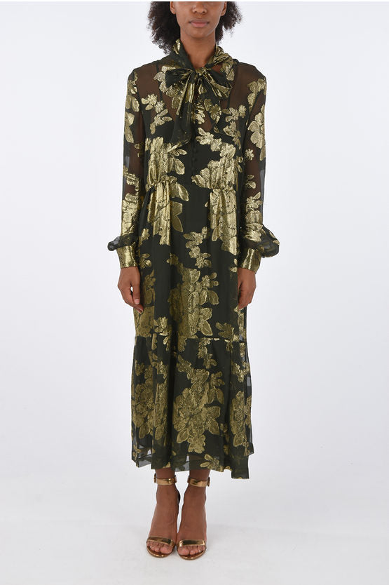 Saint Laurent Brocade Silk Dress with Inner Petticoat