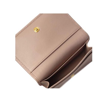 Prada Vitello Move Cipria Beige Leather Mini Cardholder Snap Wallet - LUXURYMRKT