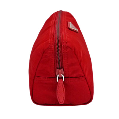 Prada Tessuto Rosso Red Nylon Large Costmetic Case Clutch Bag - LUXURYMRKT