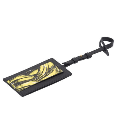 Prada Banana Saffiano Leather Name Tag Keychain Iconic Prada - LUXURYMRKT
