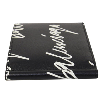 Balenciaga Cash Black Leather Scribble Logo Money Clip Wallet 625819 - LUXURYMRKT