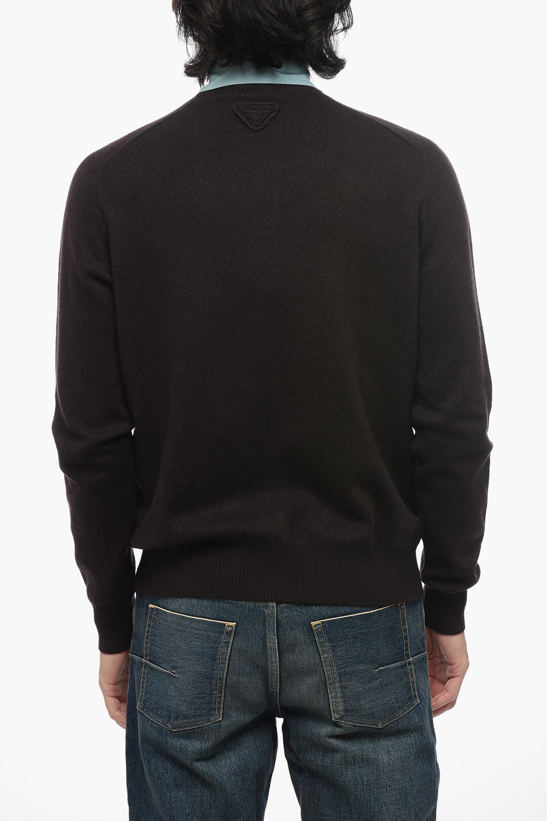 Prada Cashmere Blend Cardigan with Removable Popeline Collar