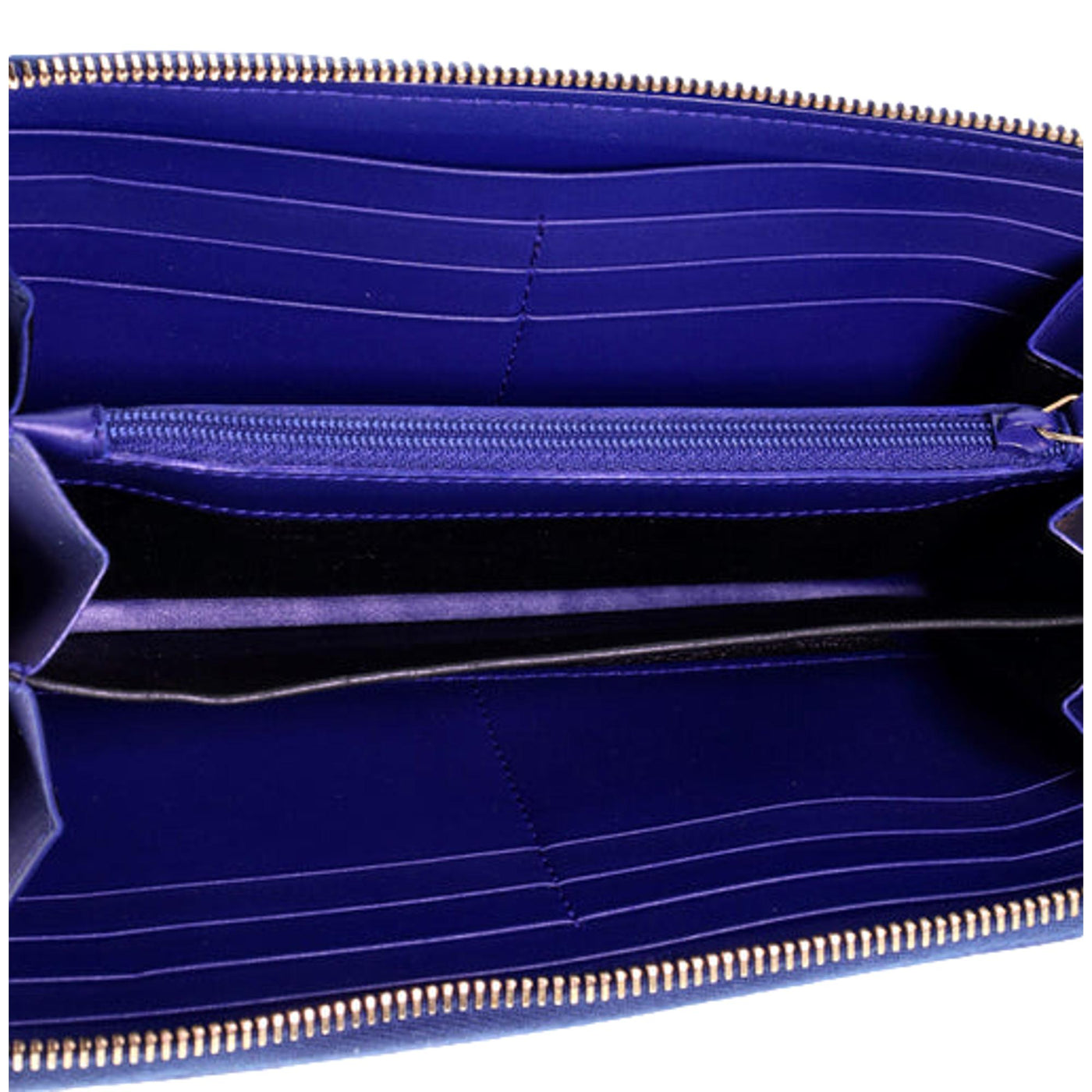 Saint Laurent Belle de Jour Blue Patent Leather Continental Zipper Wallet - LUXURYMRKT