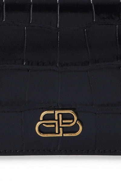 Balenciaga Black Calf Leather Crocodile Embossed Wallet 601474 - LUXURYMRKT