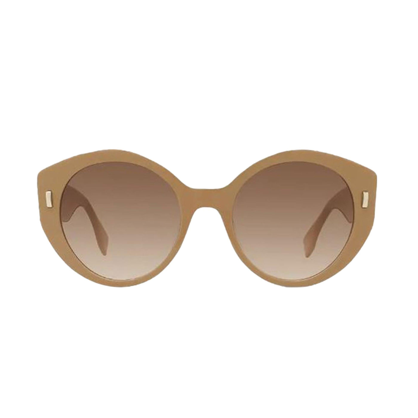 Fendi First Dark Beige Acetate Round Frame Tinted Sunglasses - LUXURYMRKT