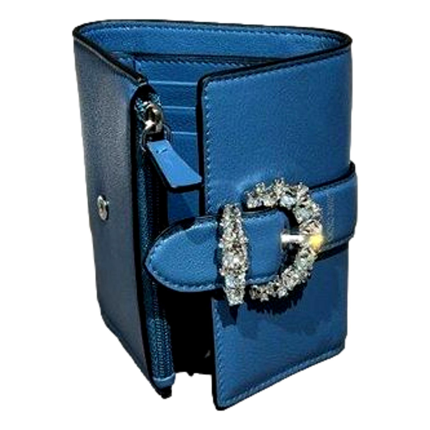 Jimmy Choo Cheri Parrot Blue Leather Trifoild Wallet 0SQM | 028 - LUXURYMRKT