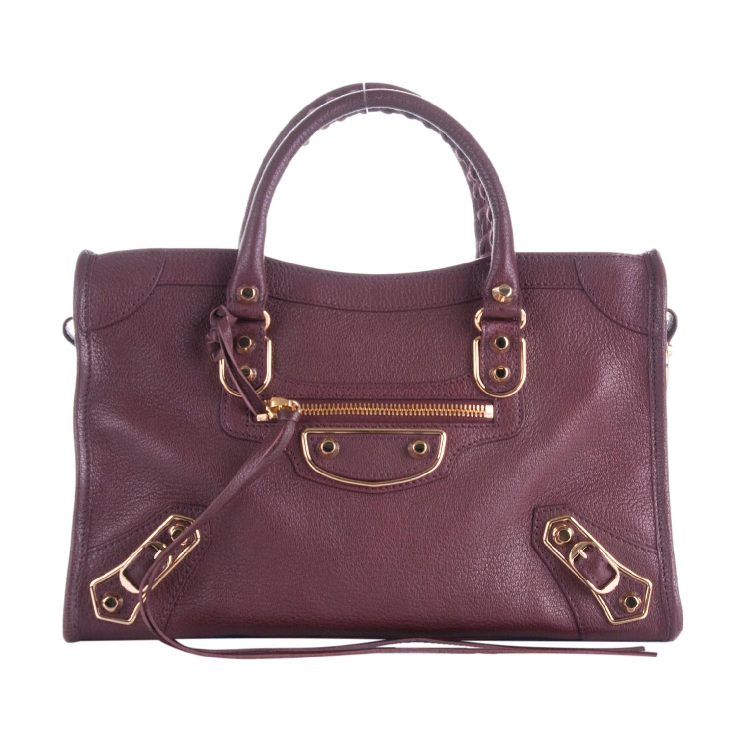 Balenciaga City Prune Purple Goat Leather Small Shoulder Bag - LUXURYMRKT