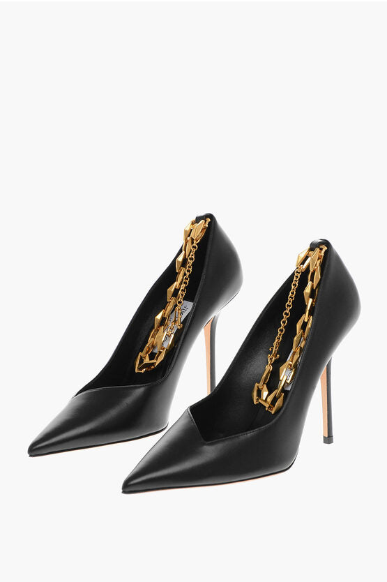 Jimmy Choo Chain Detail DIAMOND Leather Pumps 10cm