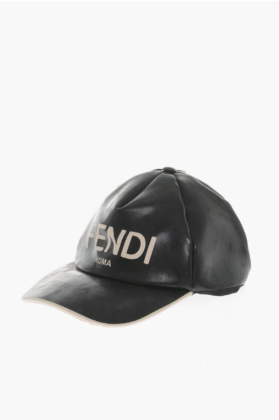 Fendi Coated Cavas Basseball Hat with Logo Lettering